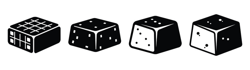 tofu minimal flat icon set, black color and white background