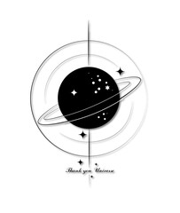 Minimal Universe Tattoo Design &ndash; Simple Cosmic Line Art with Celestial Aesthetic