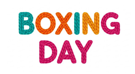 Naklejka premium Colorful knitted letters spelling Boxing Day concept 