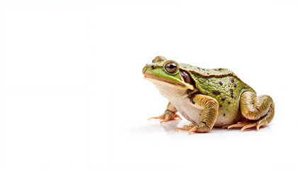 Fototapeta premium Frog sitting on white background showcasing amphibian features 
