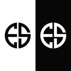 Initial Letters ES Circle Shape Monogram Stock Vector.