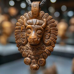 Wooden amulet from an ancient civilization. Illustration on the theme of art and civilizations.