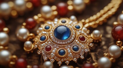 A precious brooch with precious stones. Illustration on the theme of jewelry and wealth.