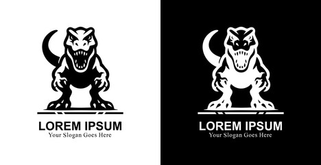 Logo design in the form of a running dinosaur with a front view