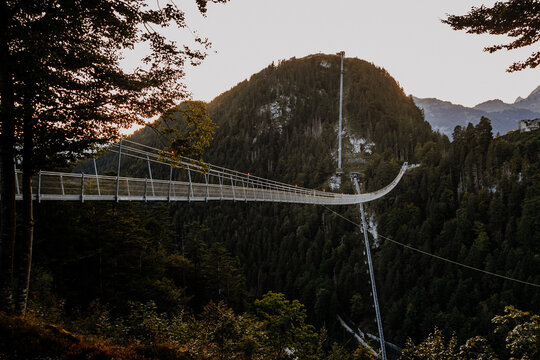 Side view of the highline179 suspension bridge, Tyrol, Austria