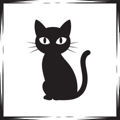 Fototapeta premium Elegant Black Cat Silhouette Against Transparent Background for Graphic Projects