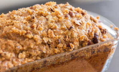 delicious pumpkin bread on dark background close up