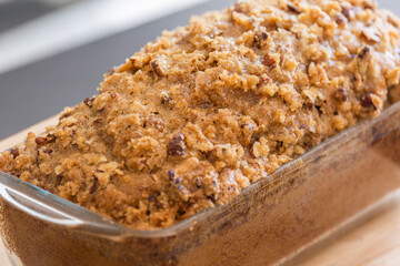 delicious pumpkin bread on dark background close up