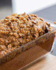 delicious pumpkin bread on dark background close up