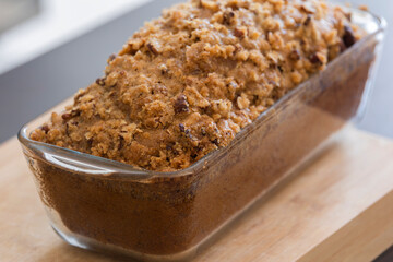 delicious pumpkin bread on dark background close up