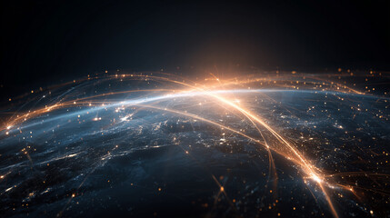 AI-generated image - Futuristic glowing global network connecting continents with bright data lines and digital communication concept