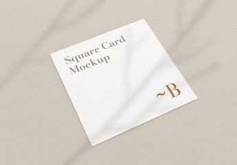 Square Card Mockup with Shadow Overlay Effect
