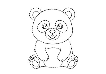 Panda Bear Dot-to-Dot Outline for Kids.