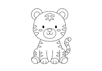 Cute Tiger Dot-to-Dot Activity Sheet for Kids.
