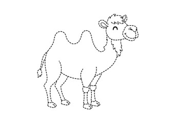 Cute Camel Dot-to-Dot Illustration for Kids.