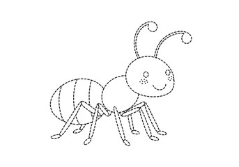 Cute Ant Illustration for Childrens Coloring Book.