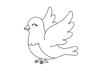 Cute Dove Outline Illustration for Coloring and Crafts.