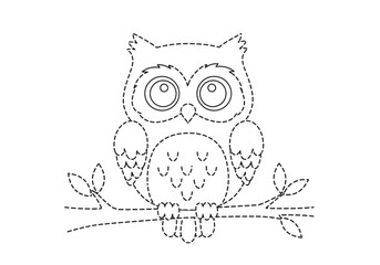 Owl on Branch Outline for Coloring and Crafts.