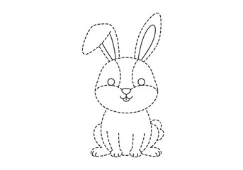 Cute Bunny Dot-to-Dot Illustration for Childrens Activity.