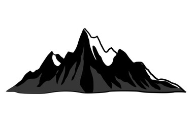 Vector mountain silhouette design illustration featuring a hiking trail. PNG vector