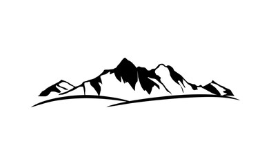 Vector mountain silhouette design illustration featuring a hiking trail. PNG vector