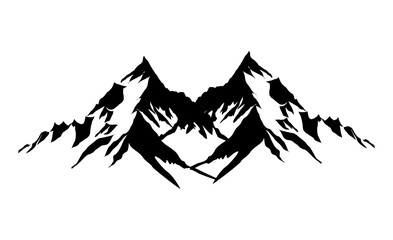 Vector mountain silhouette design illustration featuring a hiking trail. PNG vector