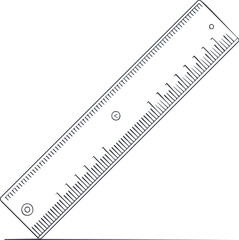 Ruler with Measurement Markings on White Background Keywords: ruler, measuring, measurement, scale, length, distance, size, tool, stationery
