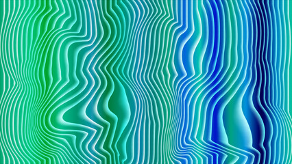 Abstract wavy lines background in green and blue modern striped pattern suitable for wallpaper or graphic design