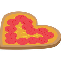 Heart Shaped Pepperoni Pizza With Golden Crust and Melted Cheese On Transparent Background Detailed Vector Illustration