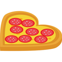 Heart Shaped Pizza with Pepperoni Toppings on a Transparent Background Representing Love and Food