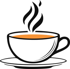Steaming Cup of Coffee or Tea on White Background Keywords: coffee, tea, hot drink, beverage, cup, mug, saucer, steam, aroma, warmth, cozy