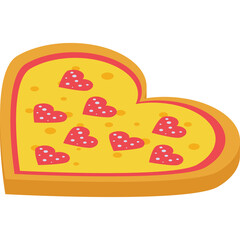 Heart Shaped Pizza with Salami and Cheese on a Transparent Background Perfect for Valentine's Day Celebrations and Romantic Dinners