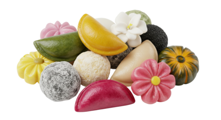 colorful Korean rice cakes (tteok), isolated