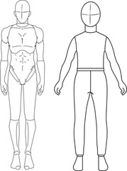 Male Figure Drawing Reference Anatomy and Simplified Form Outlines