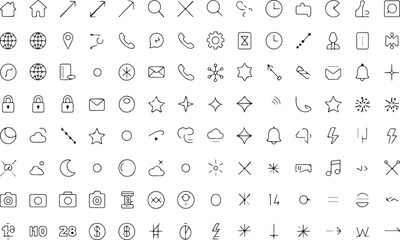 Fototapeta premium Collection of thin line icons for web and mobile. Vector illustration.