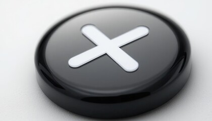Obraz premium An isolated black circular button with a white x on a white background