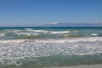 Ionian sea with waves, Acharavi, Corfu (Korfu), Greece