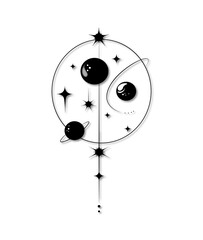 Minimal Universe Tattoo Design &ndash; Simple Cosmic Line Art with Celestial Aesthetic