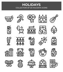 Holidays. A Collection of 25 Festive Icons