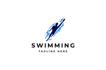 swimming or diving logo in flat vector design style