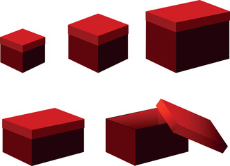 Red boxes for gifts, isolated, white background