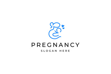 pregnancy baby logo with linear concept outline vector design template