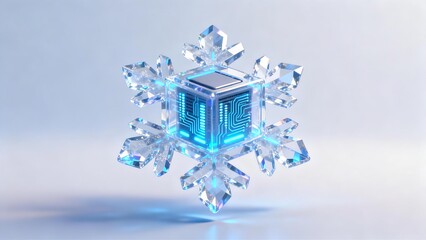 Advanced Cooling Technology Processor Core Inside Ice Crystal Snowflake for Data Center Performance
