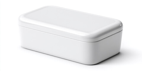 Clean white rectangular box isolated on a white background for product mockups. This blank box is perfect for showcasing product packaging designs or branding concepts.