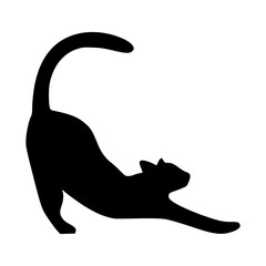 stretching black cat silhouette
