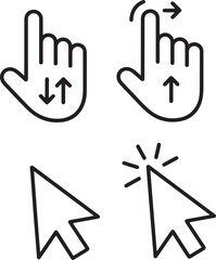 Minimalist UI Icon Set with Hand Gestures and Mouse Pointers