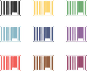 Colorful 3x3 Grid of Barcode Icons Minimalist Illustration
