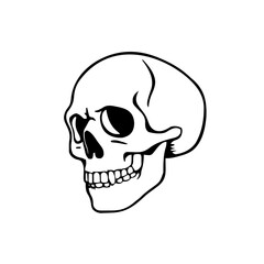 Halloween – Spooky Creatures & Characters (BW Outline) – skull simple profile right