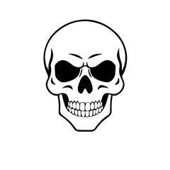 Halloween – Spooky Creatures & Characters (BW Outline) – skull simple front view