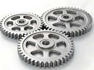 Interconnected Metallic Gears Complex, Intricate Designs Shining, Polished, and Precise.